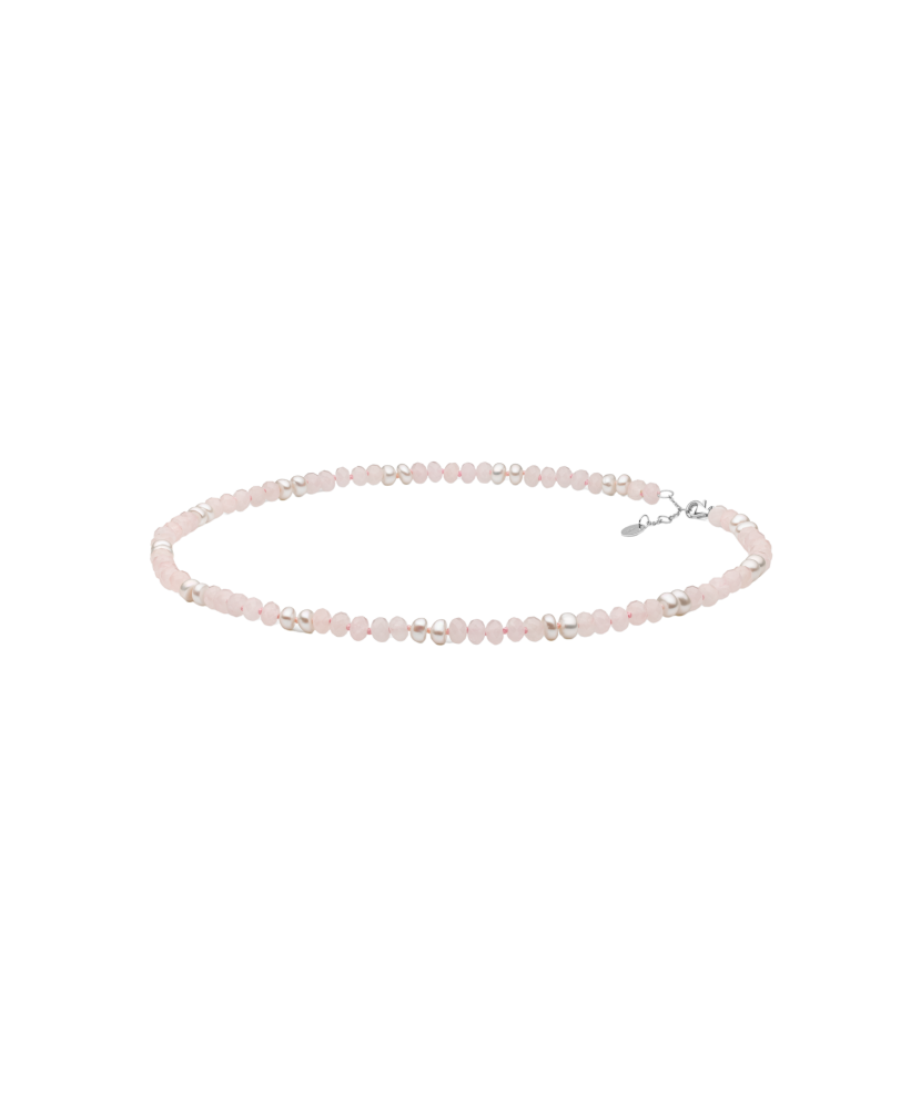 Kaklarota Ar Pērlēm un rozā kvarcu