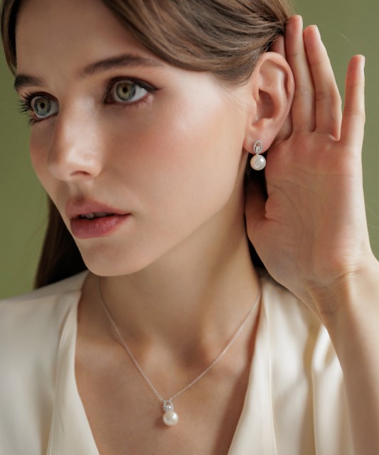 Sudraba auskari ar pērlēm un cirkonijiem