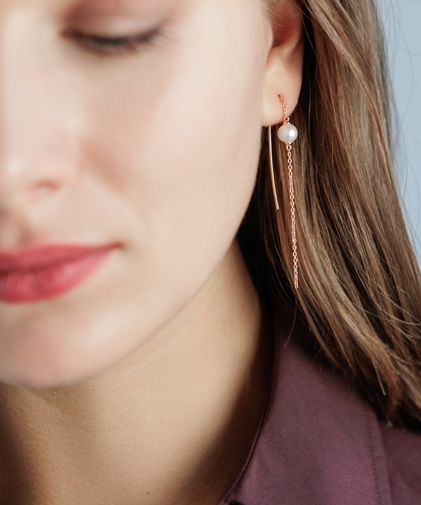 Apzeltīti Sudraba Auskari Ar Pērlēm