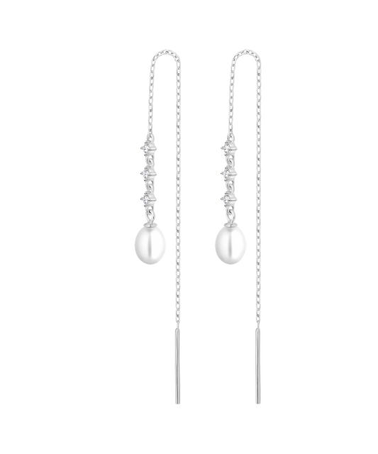 Sudraba auskari ar pērlēm un cirkonijiem