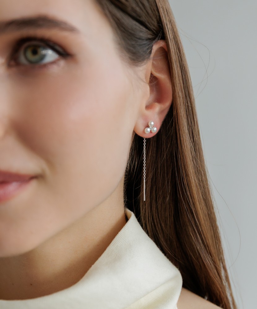 Sudraba auskari ar pērlēm un cirkonijiem