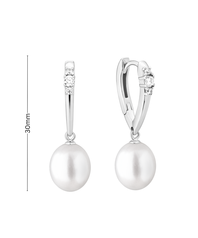 Sudraba auskari ar pērlēm un cirkonijiem