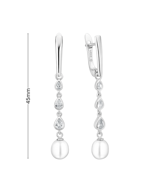 Sudraba auskari ar pērlēm un cirkonijiem