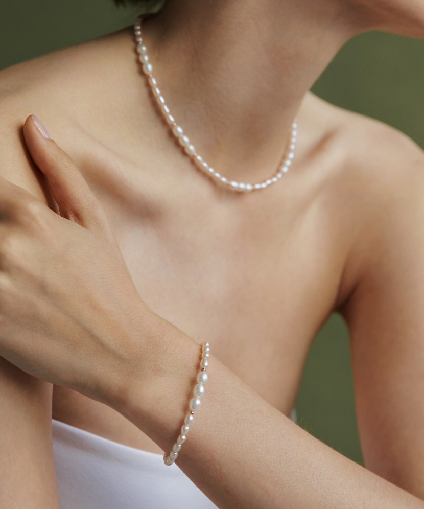 Жемчужный браслет с позолоченным серебром