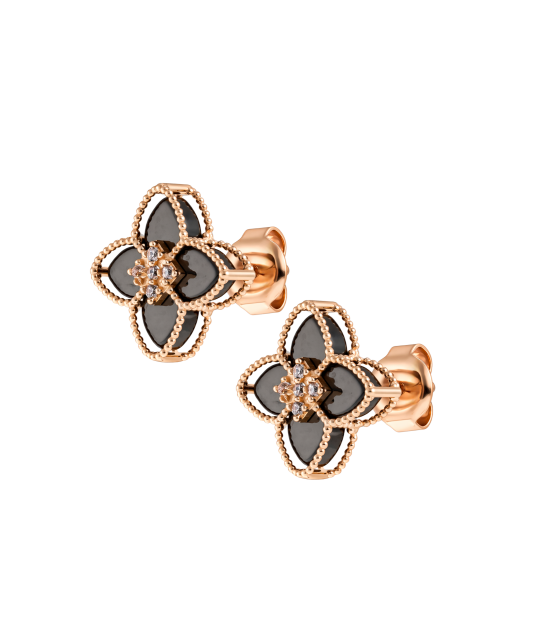 Zelta auskari ar oniksiem un cirkoniem