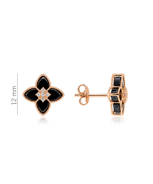 Zelta auskari ar oniksiem un cirkoniem