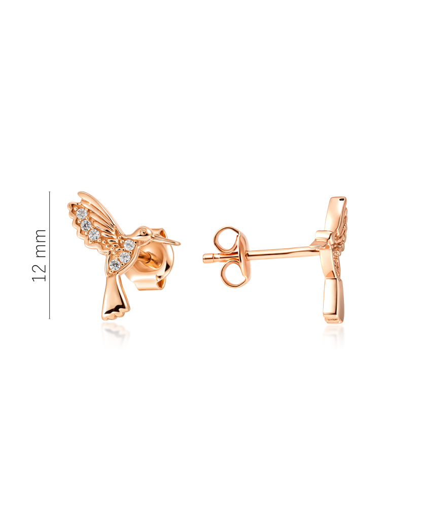 Золотые серьги с цирконами «Колибри»