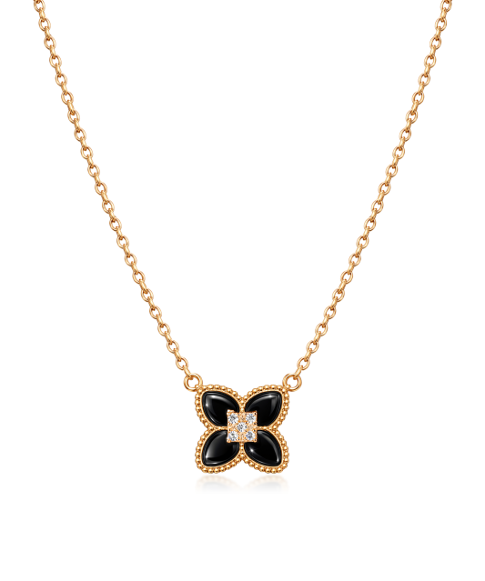 Zelta ķēdīte ar oniksa piekariņu