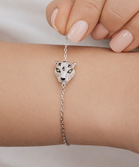 Sudraba Rokassprādze Ar Cirkoniem Un Spineļiem - Goldinga