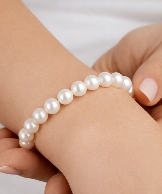 Pērļu rokassprādze ar apzeltītu sudrabu