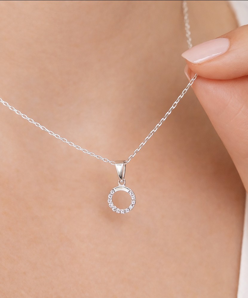 Подвеска из белого золота с цирконами