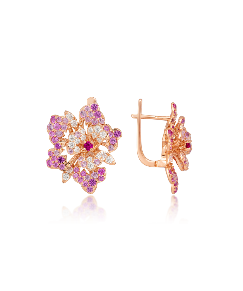 Apzeltīti sudraba auskari ar nano safīriem un cirkoniem