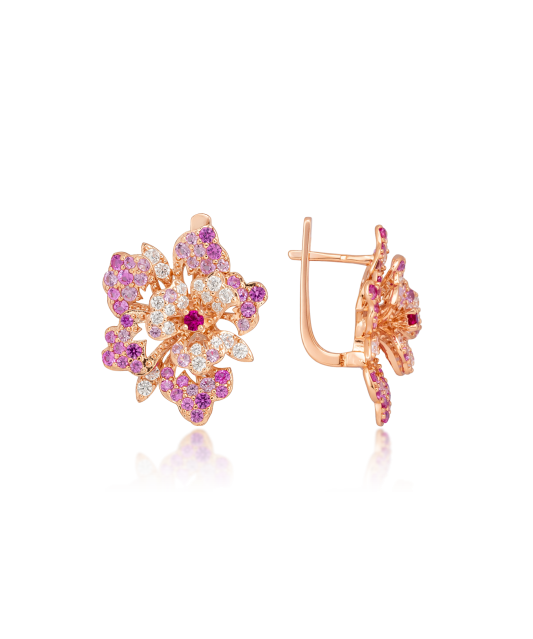 Apzeltīti sudraba auskari ar nano safīriem un cirkoniem