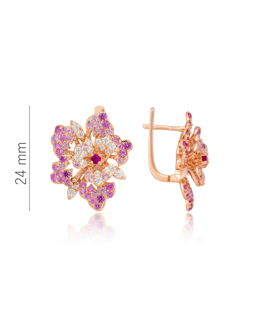 Apzeltīti sudraba auskari ar nano safīriem un cirkoniem