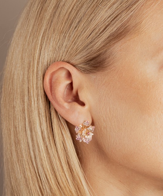 Apzeltīti sudraba auskari ar nano safīriem un cirkoniem