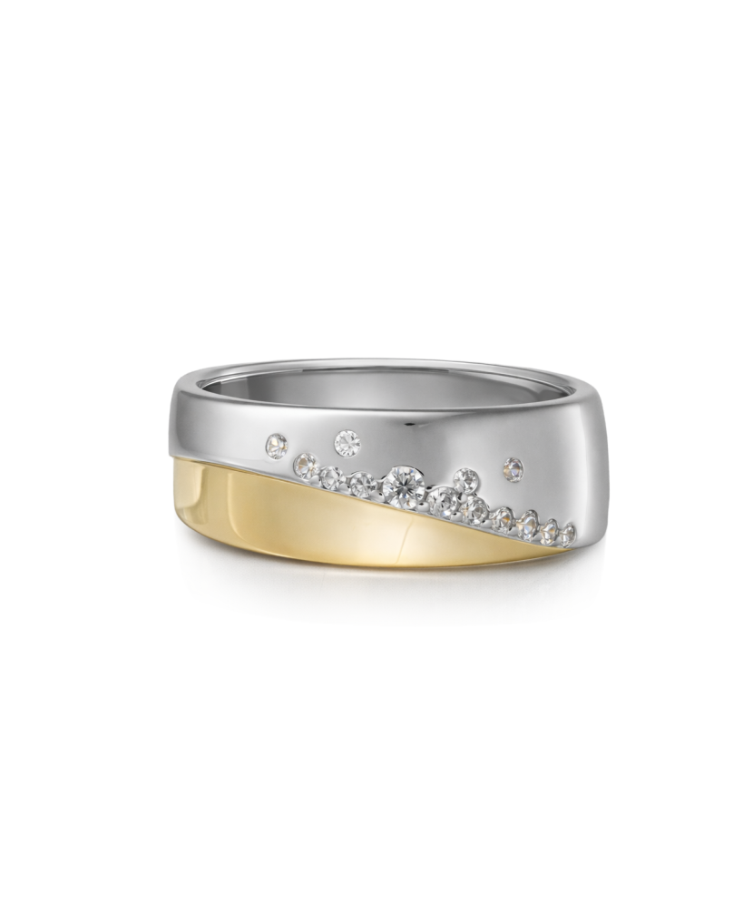 Apzeltīts sudraba gredzens ar cirkonijiem