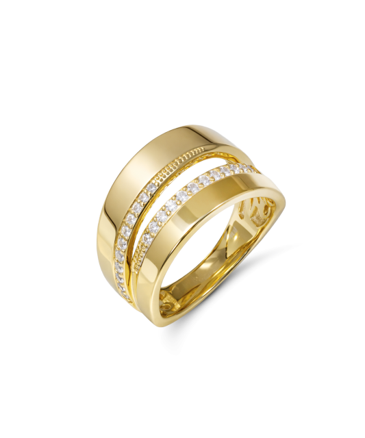 Apzeltīts sudraba gredzens ar cirkonijiem