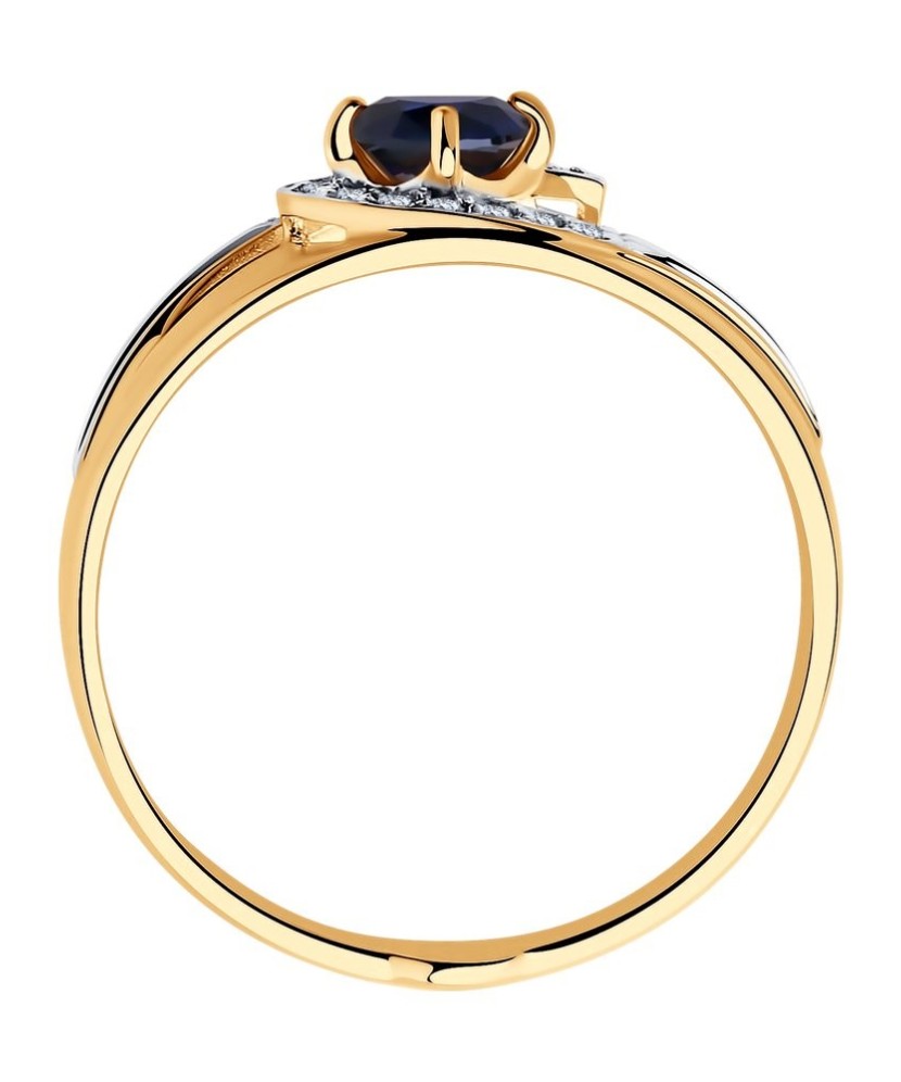 Zelta gredzens ar zilo korundu un cirkonijiem - Zelta Gredzeni - Goldinga