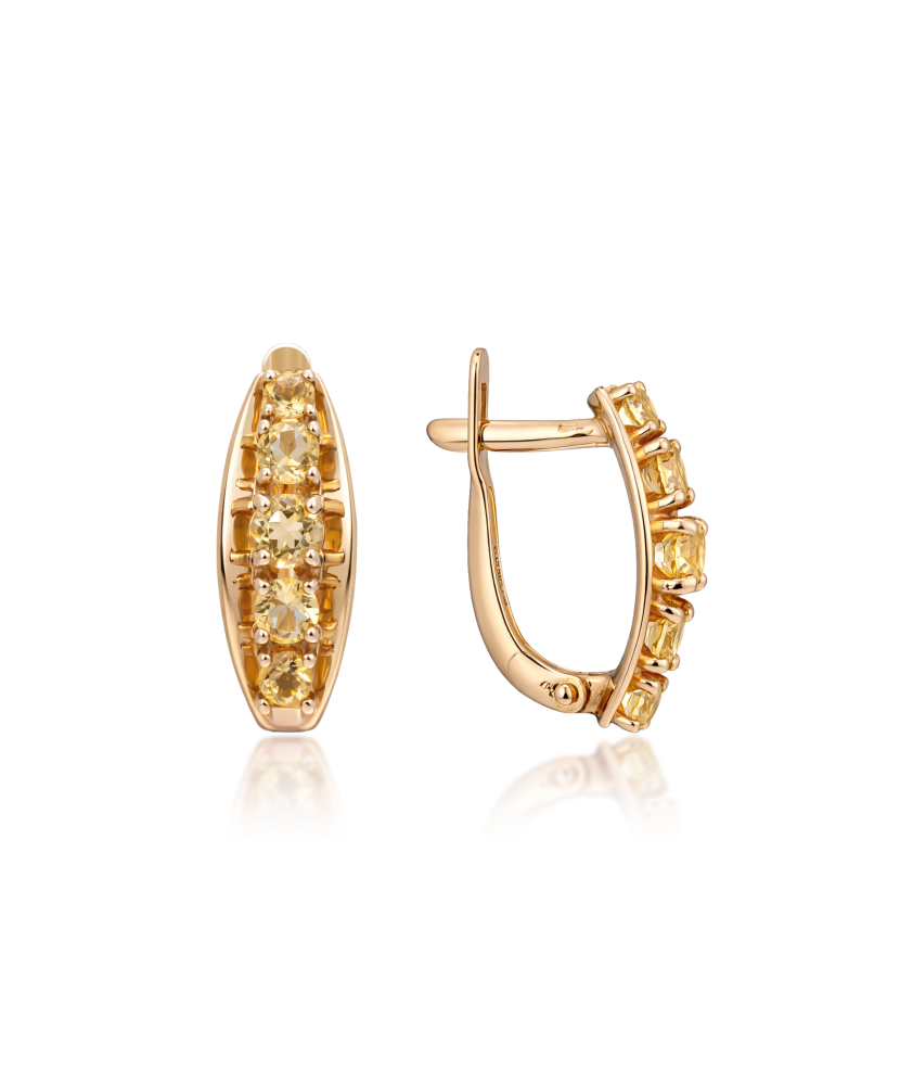 Золотые серьги с цитрином