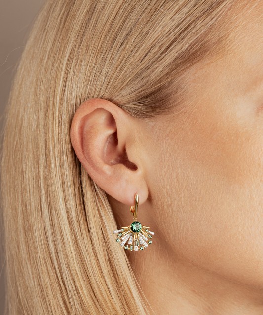 Apzeltīt sudraba auskari ar spineļiem un cirkoniem