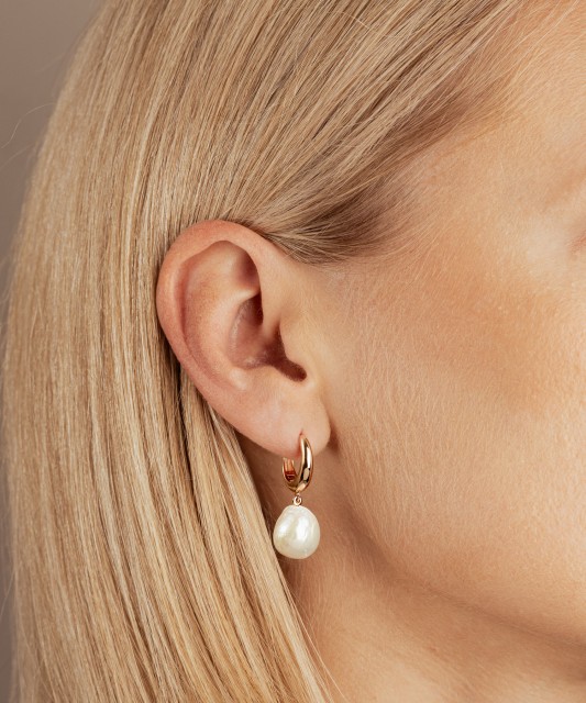 Позолоченные серебряные серьги с жемчугом Эдисона