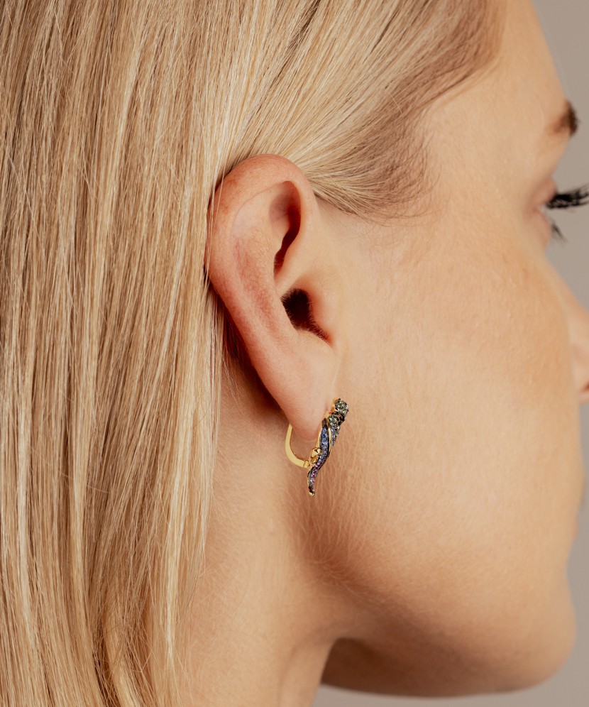 Позолоченные серьги из серебра с цирконами