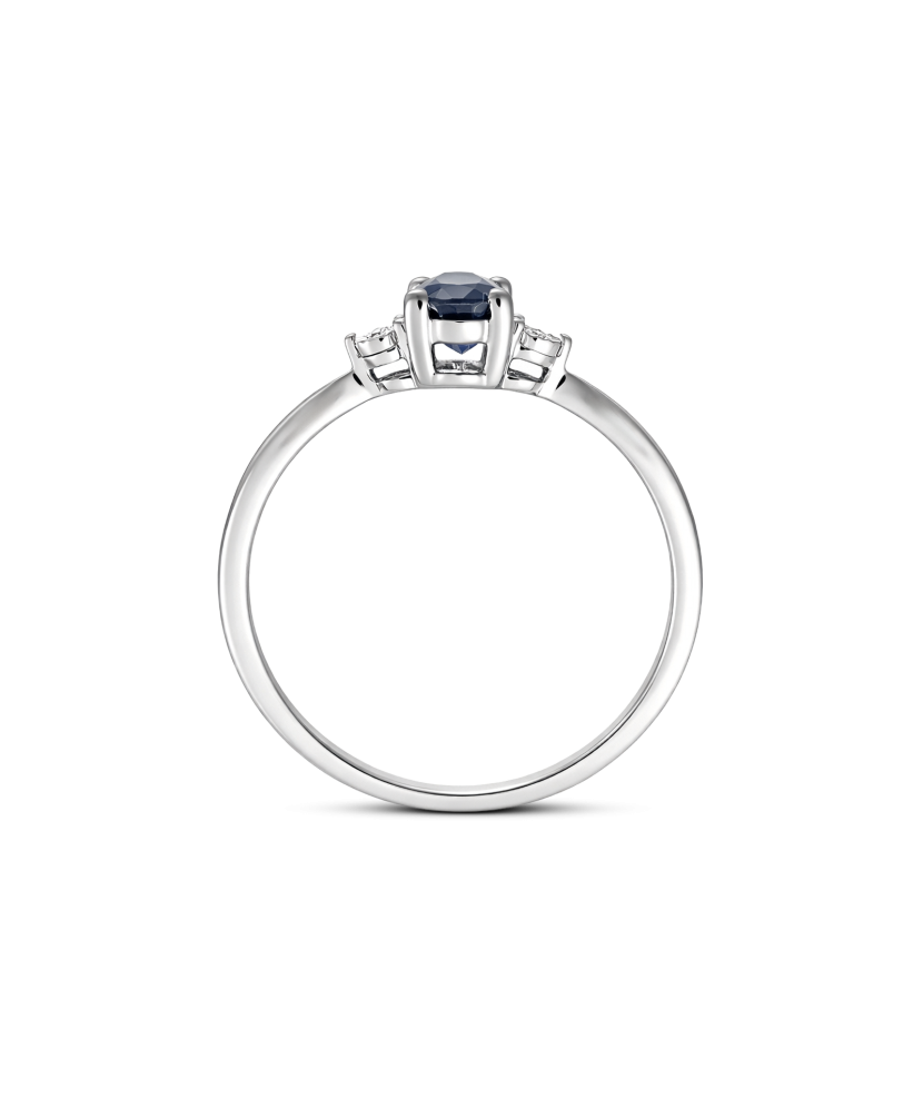 Baltā zelta gredzens ar safīru un dimantiem