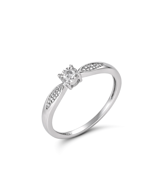 Baltā zelta gredzens ar briljantiem 0,08ct