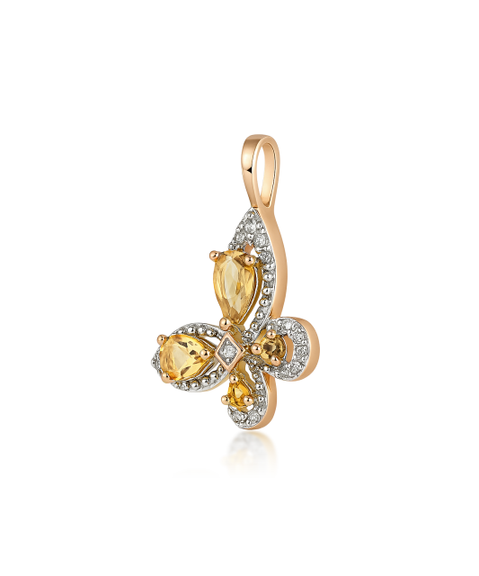 Zelta kulons ar citrīniem un dimantiem