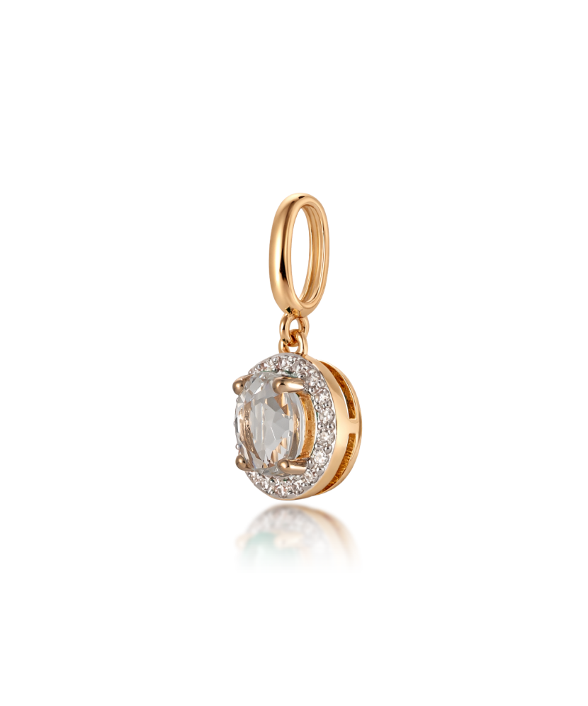 Zelta kulons ar balto topāzu un dimantiem