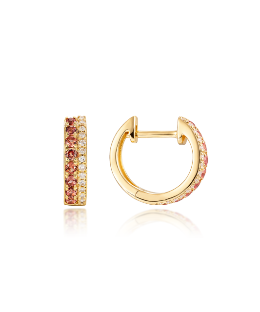 Dzeltenā zelta auskari ar oranžiem safīriem un dimantiem