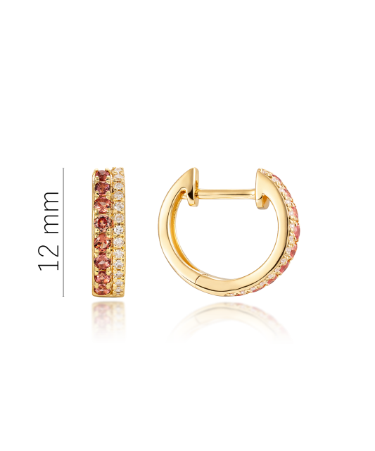 Dzeltenā zelta auskari ar oranžiem safīriem un dimantiem