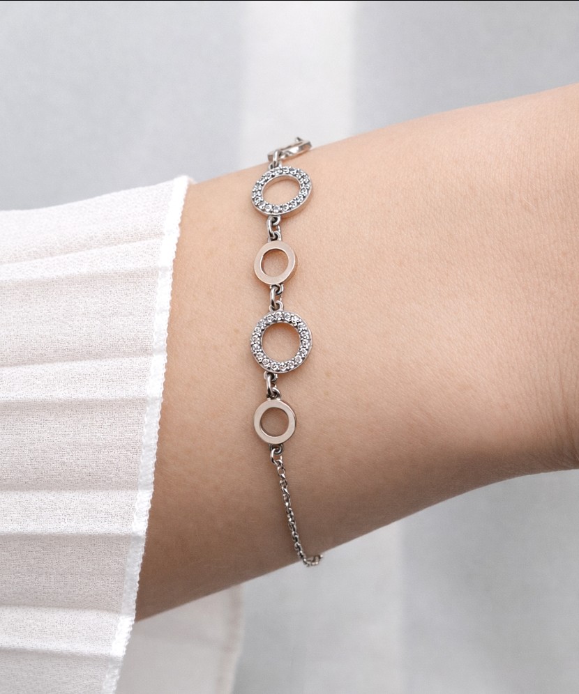 Apzeltīta Sudraba Rokassprādze Ar Cirkonijiem - Goldinga