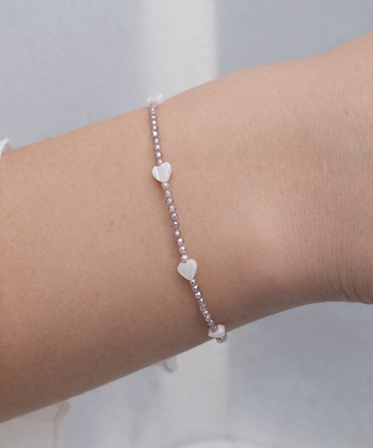 Rokassprādze ar cirkoniem un perlamutru