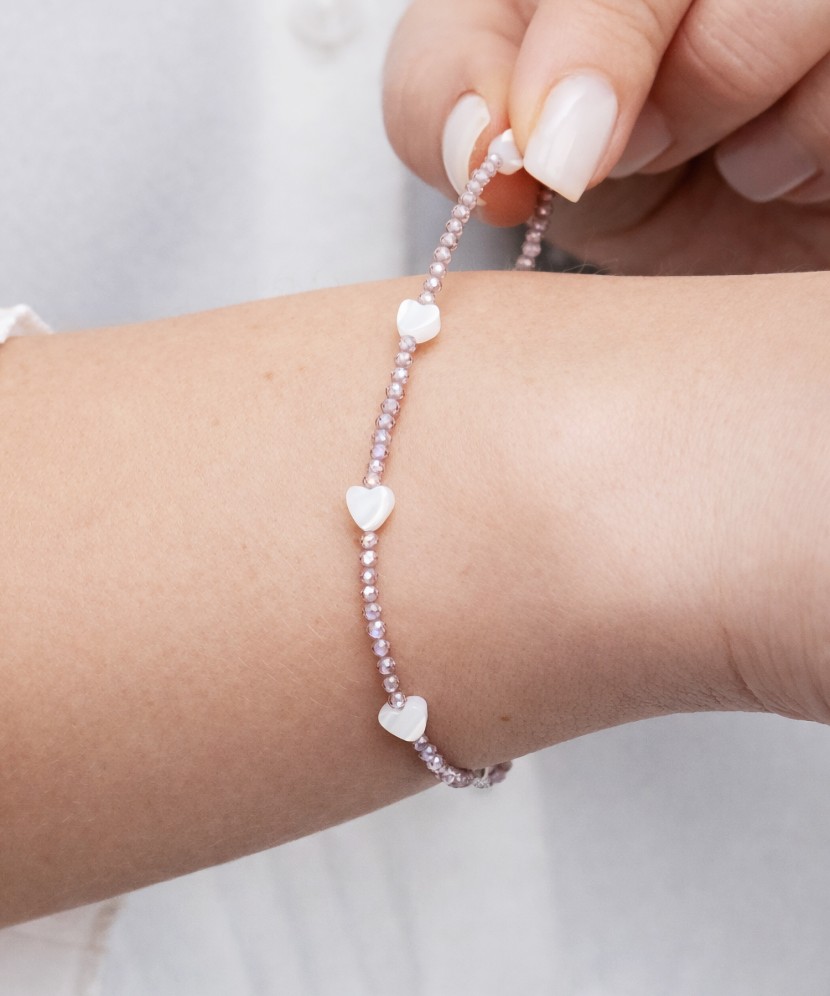 Браслет С цирконами и перламутром