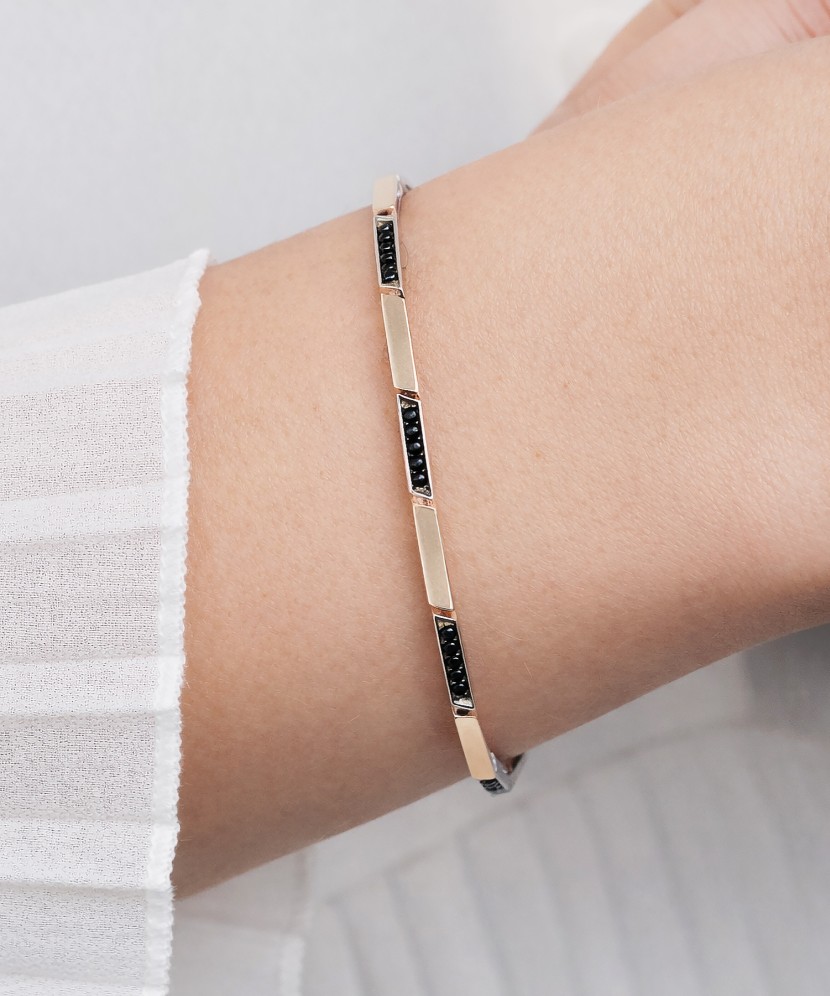 Apzeltīta sudraba rokassprādze ar cirkonijiem - Goldinga