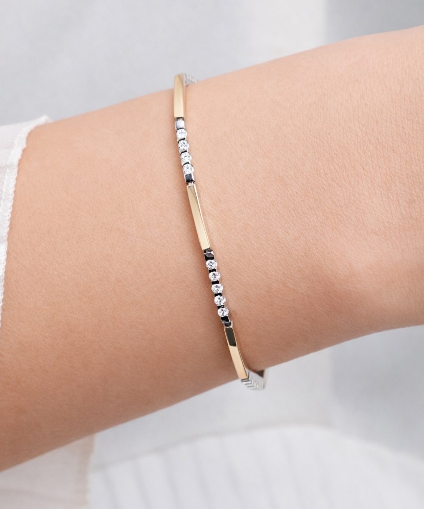 Apzeltīta sudraba rokassprādze ar cirkonijiem - Goldinga