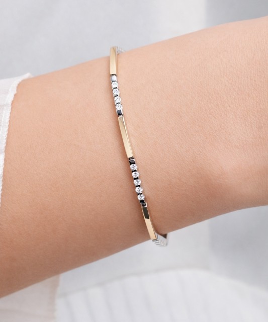 Apzeltīta sudraba rokassprādze ar cirkonijiem - Goldinga