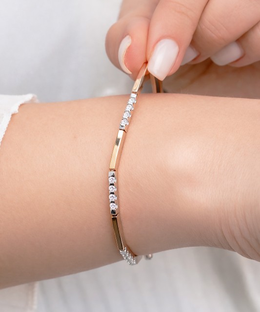 Apzeltīta sudraba rokassprādze ar cirkonijiem - Goldinga