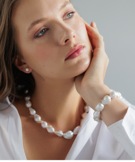 Rokassprādze ar Kasumi pērļiem un sudrabu