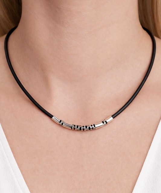 Кожаная цепочка с серебром