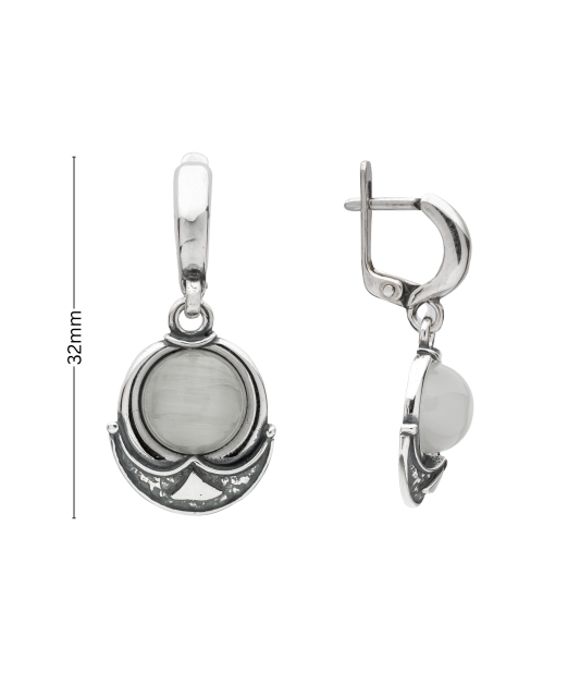 Sudraba auskari ar kaķa acs akmeni - Goldinga