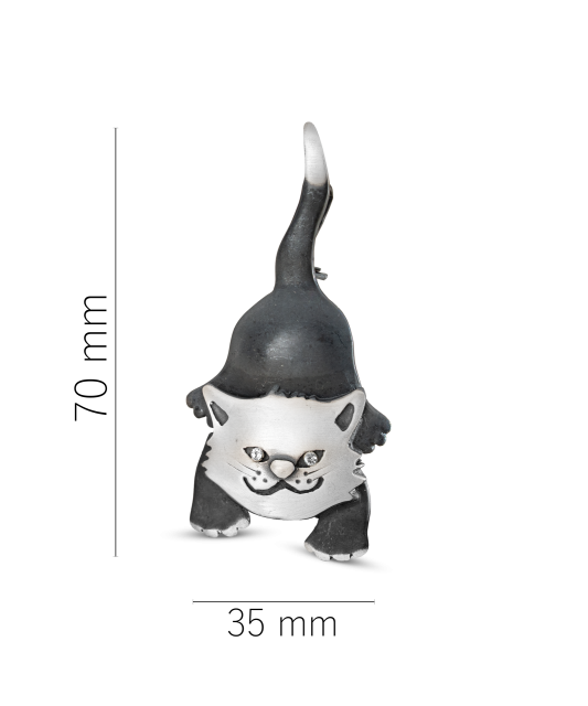 Sudraba piespraude ar kristāliem "Kaķis"