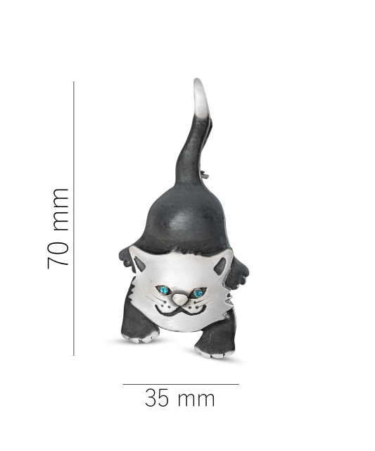 Sudraba piespraude ar kristāliem "Kaķis"