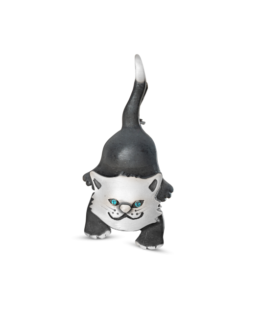 Sudraba piespraude ar kristāliem "Kaķis"