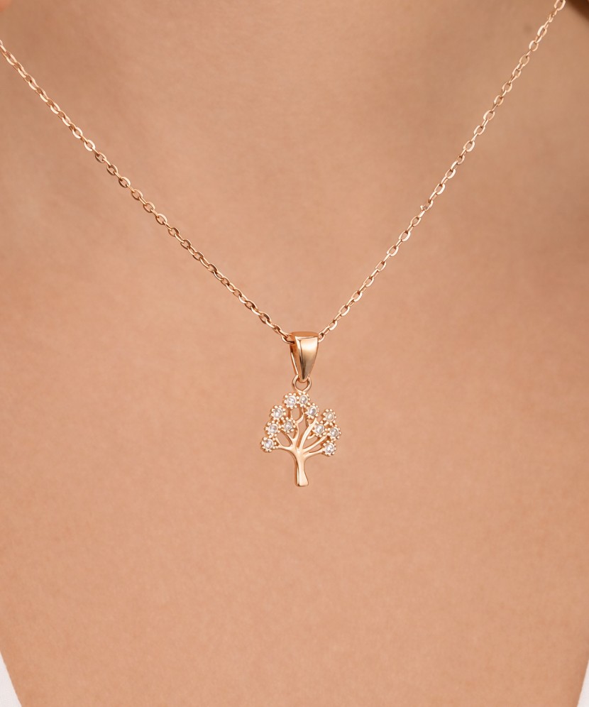 Золотой подвеска с цирконами "Древо жизни"