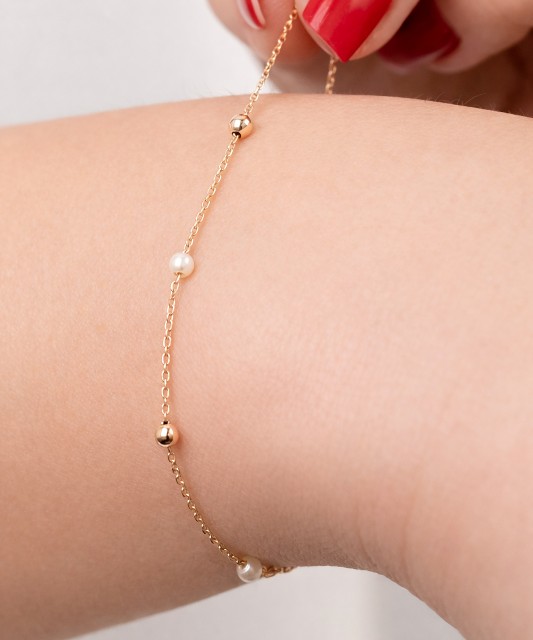 Золотой браслет с жемчугом