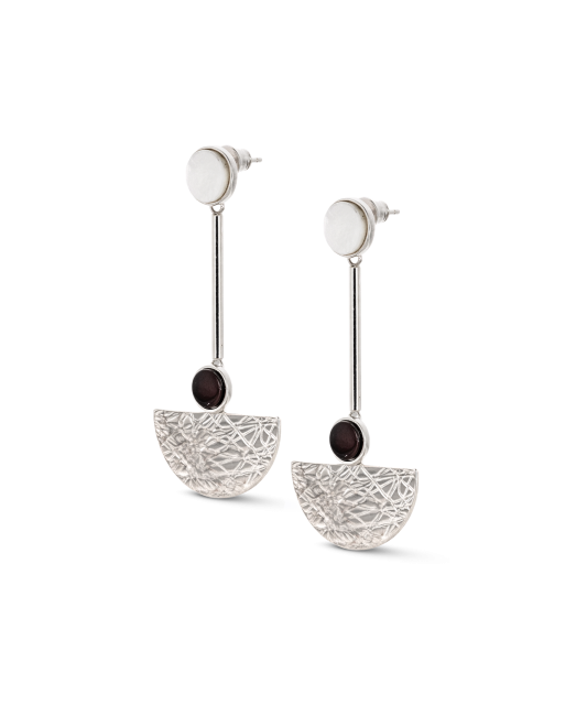 Sudraba auskari ar dzintaru un perlamutru