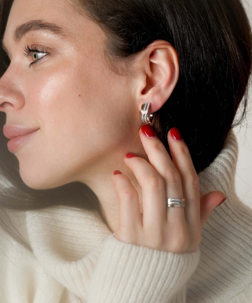 Apzeltīti sudraba auskari ar cirkonijiem