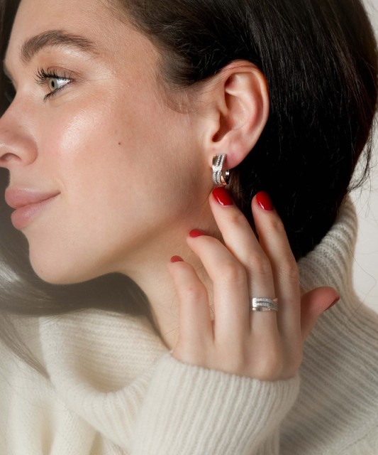 Серьги из позолоченного серебра с цирконами